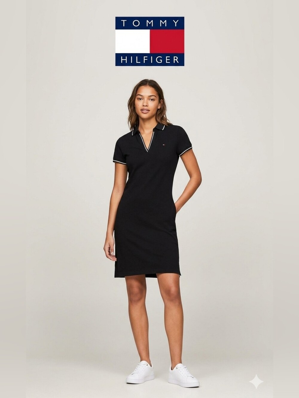 Tommy Hilfiger Black Polo Mini Dress with Contrast Trim NEW 💕